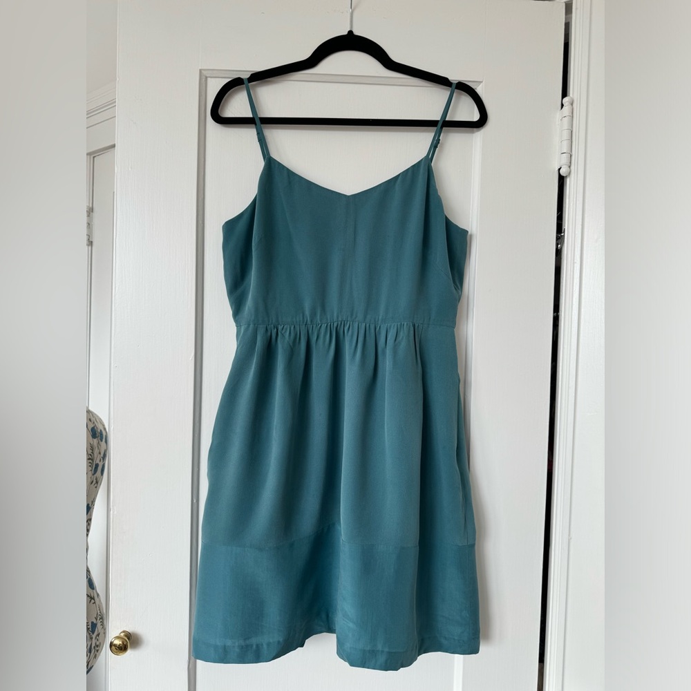 Madewell teal silk dress